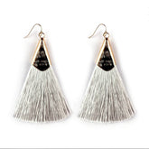 Basic Fringe Gold Capped Tassel Earrings